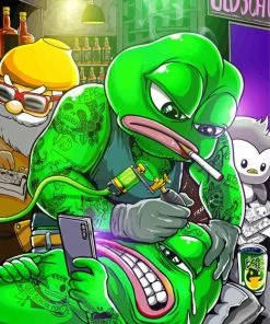 Frog Pepe Tattoo paint by number