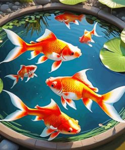 Golden Fish In Fishpond Paint By Numbers