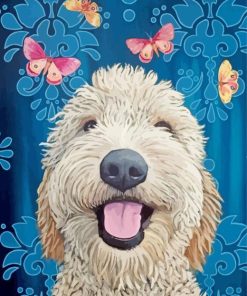 Goldendoodle And Butterflies paint by numbers