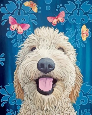 Goldendoodle And Butterflies paint by numbers