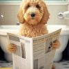 Goldendoodle Reading Newspaper paint by number