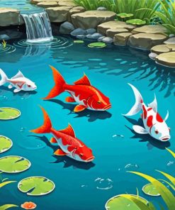 Illustration Fishpond paint by numbers