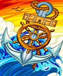Illustration Nautical Anchor paint by number