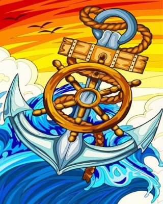 Illustration Nautical Anchor paint by number