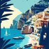 Illustration Positano Italy paint by numbers