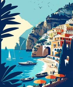 Illustration Positano Italy paint by numbers