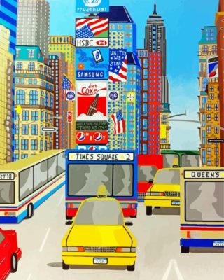 Illustration Times Square New york paint by numbers
