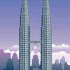 Illustration Petronas Towers Paint by numbers