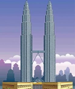 Illustration Petronas Towers Paint by numbers