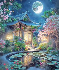 Japanese Garden At Night paint by number