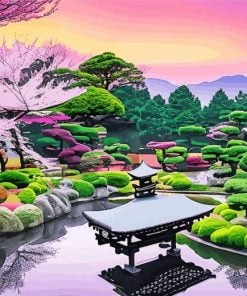 Japanese Garden Springtime paint by number
