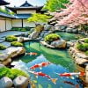 Japanese Garden fishpond paint by number