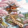 Japanese Treehouse Garden paint by number
