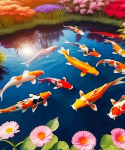 Koi Fish In fishpond paint by numbers