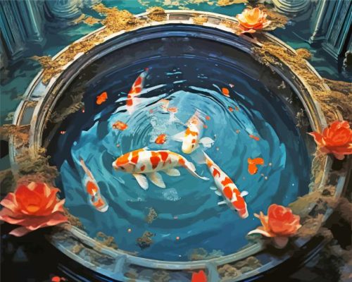 Koi Fishpond paint by numbers