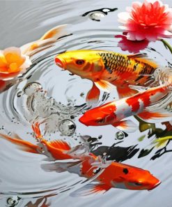 Koi In Fishpond Paint By Numbers