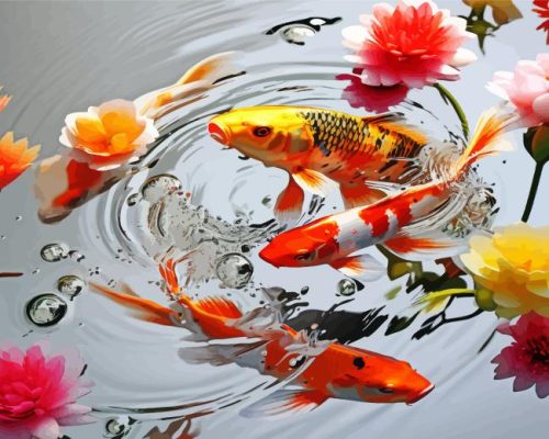 Koi In Fishpond Paint By Numbers