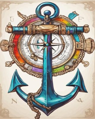 Nautical Anchor Art paint by numbers
