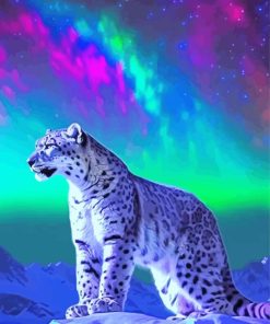 Northern Lights Snow Leopard