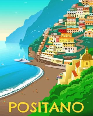 Positano Amalfi Coast Poster paint by numbers
