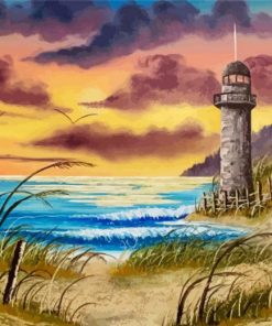 Seascape With Lighthouse Bob Ross Paint By Number