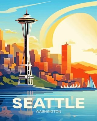 Seattle Washington Poster paint by numbers