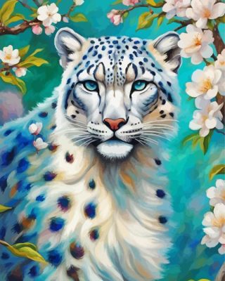 Snow Leopard And Blossoms paint by numbers
