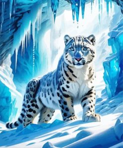 Snow Leopard In Ice Cave paint by number