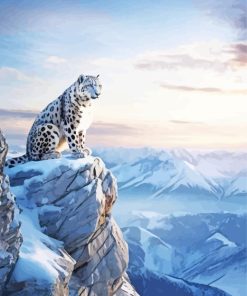 Snow Leopard In Peak paint by numbers