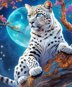 Snow Leopard On A Tree paint by numbers