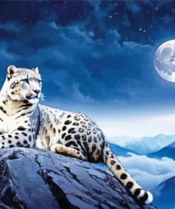 Snow Leopard On Mountain paint by number
