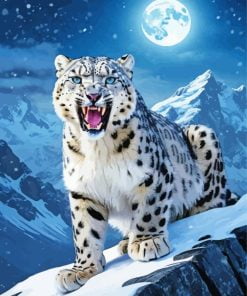 Snow Leopard Roaring paint by numbers