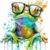 Splatter Frog With Glasses paint by number