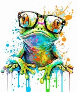 Splatter Frog With Glasses paint by number