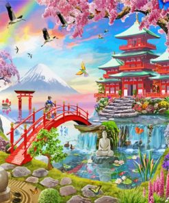 Spring Japanese Garden paint by number