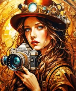 Steampunk Girl And Camera paint by numbers