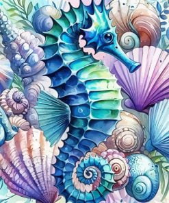 Tropical Seahorse paint by numbers