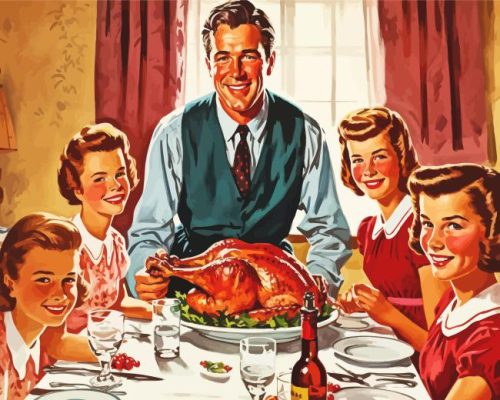 Vintage Thanksgiving Family paint by numbers