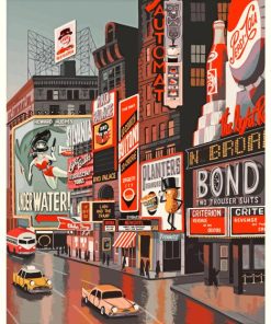 Vintage Times Square paint by numbers