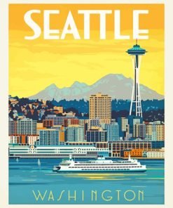 Washington Seattle Poster paint by numbers
