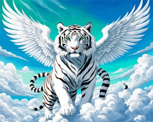 White Flying Tiger With Wings paint by numbers