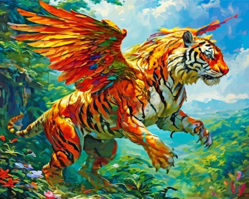 Winged Flying Tiger paint by numbers