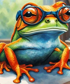 Wise frog with glasses paint by numbers