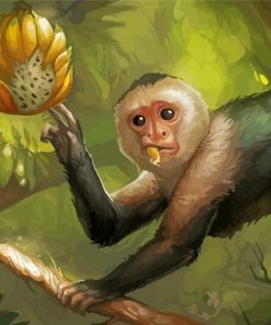 Capuchin Monkey On Banana Tree Paint By Number