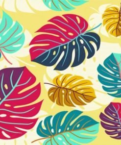 Colorful Monstera Leaves Paint By Numbers