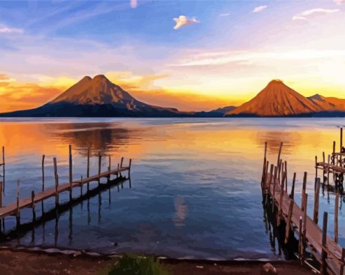 Lake Atitlan Guatemala Paint By Numbers - Numeral Paint Kit