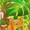 Monstera And Cat Paint By Numbers