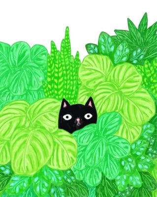 Monstera And Black Cat Paint By Numbers