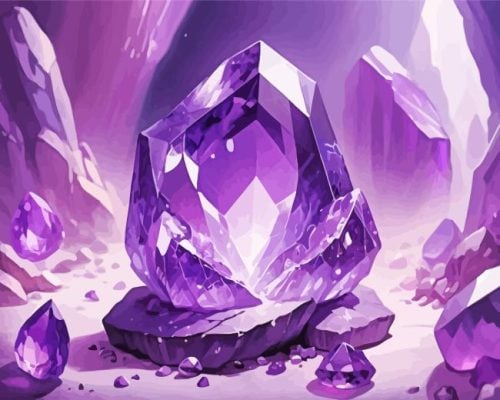 Purple Amethyst Crystal Paint By Number