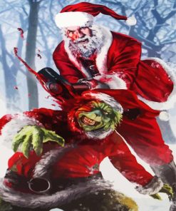 Santa Fighting The Grinch Paint By Number